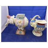Plastic Elephant Coin bank & Elephant planter