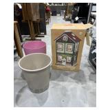 Musical Christmas House & 2 Trash Bins