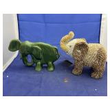 2 pcs. Ceramic elephant & seashell elephant