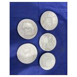 5 pcs. Frankoma pottery collectible mini saucers