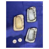 3 pcs. Frankoma pottery mini dishes and tokens