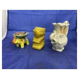 3 pcs. Elephant soap dish, elephant creamer