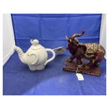 Elephant Tea Pot & Red Elephant Dï¿½cor