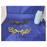 Brass Butterfly Wall Hanging - Pottery Vase