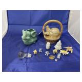 2 Pcs - Elephant Basket Figurine & Planter