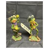 2 - Cowboy Frog Figurines