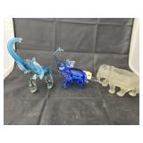 3 Pcs - Elephant Glass Figurines & Planter