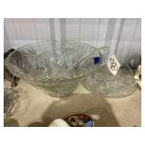 9 pcs. Glass punch bowl party set