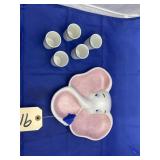7 pcs. Elephant Tray w/ shot glasses