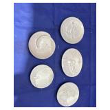 5 pcs. Frankoma Pottery collectible mini dishes
