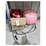 Box of Assorted Christmas Dï¿½cor & Exercise Ball