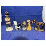 5 pcs. Bell, snowman, dog, donkey, & more