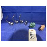 6 pcs. Metal& stone elephant figurines