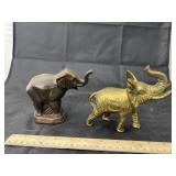 2 Elephant Figurines - Brass & More