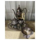 5 Pcs - Silver Toned Tea - Creamer -  Sugar
