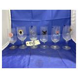 6 pcs. Beer Advertising Glasses Stemware