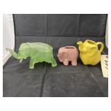 3 Pcs Elephants - Creamer - Trinket Dish