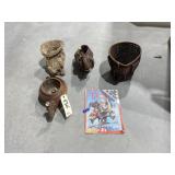 5 pcs. Wicker Elephants and Time Magazine