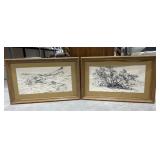 2 - Framed Wall Pics by J. Reed - no glass