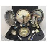 12 pcs. Rogers Bros. candle sticks, salt/peppers