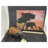 Elephant Lamp & Wall Art