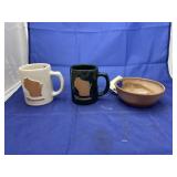 3 pcs. Frankoma Pottery Bowl and Cups