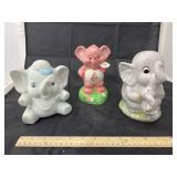 3 Pcs - Assorted Elephant Coin Banks