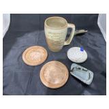 5 pcs. Frankoma pottery mug, medallions