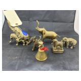 6 Pcs Elephants - Brass Figurines & Bell