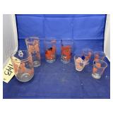 8 pcs. Glass pitcher, tumblers, & juice glasses