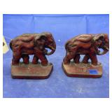 Pair Cast Iron Elephant Book Ends
