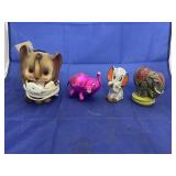 4 pcs. Elephant light and figurines