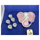 7 pcs. Elephant Tray w/ shot glasses