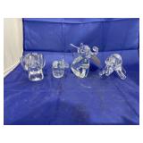 4 pcs. Glass Elephant Figurines