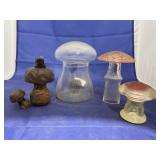 4 Pcs - Mushroom Figurines - Glass Canister