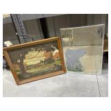 Framed Elephant mirror & framed wall art