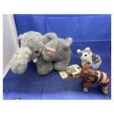 3 pcs. Plush Elephant painted ceramic elephant