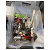 Assorted Kitchen Utensil in Plastic Bin w/Lid