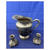 3 Pcs - Glastonbury Pitcher & 2 Candle Holders
