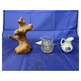 Glass Creamer - Porcelain Creamer - Wood Tree