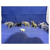6 pcs. Elephants Egyptian glass, crystal, ceramic