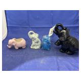4 pcs. Ceramic elephant figurines, glass elephant