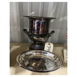 2 Pc - Silver Toned Ice Bucket & Tray