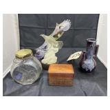 4 Pcs - Cherokee Vase - Wooden Box & More