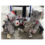 5 plush elephants