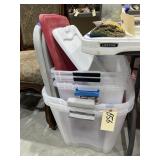 5 - Plastic Totes w/some Lids