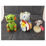 3 Pcs - Ron Lee Elephant Figure - Coin Bank