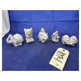 5 pcs. Precious Moments Elephant Figurines