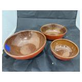 3 Pcs - Frankoma Pottery Mixing Bowl Set