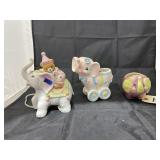 3 pcs. Elephant Planters & Elephant Lamp